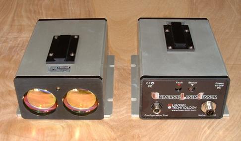 Photo of two side-by-side infrared laser sensors.